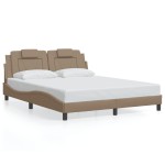 vidaXL Cadru de pat cu tăblie, cappuccino, 160x200 cm, piele ecologică vidaXL Cadru de pat cu tăblie, cappuccino, 160x200 cm, piele ecologică