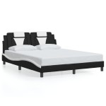 vidaXL Cadru de pat cu tăblie, negru/alb, 160x200 cm, piele ecologică vidaXL Cadru de pat cu tăblie, negru/alb, 160x200 cm, piele ecologică