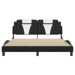 vidaXL Cadru de pat cu tăblie, negru/alb, 160x200 cm, piele ecologică vidaXL Cadru de pat cu tăblie, negru/alb, 160x200 cm, piele ecologică