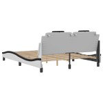 vidaXL Cadru de pat cu tăblie, alb/negru, 160x200 cm, piele ecologică vidaXL Cadru de pat cu tăblie, alb/negru, 160x200 cm, piele ecologică