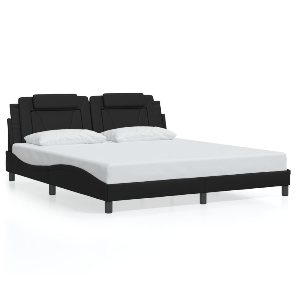 vidaXL Cadru de pat cu tăblie, negru, 180x200 cm, piele ecologică