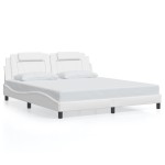 vidaXL Cadru de pat cu tăblie, alb, 180x200 cm, piele ecologică vidaXL Cadru de pat cu tăblie, alb, 180x200 cm, piele ecologică