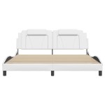 vidaXL Cadru de pat cu tăblie, alb, 180x200 cm, piele ecologică vidaXL Cadru de pat cu tăblie, alb, 180x200 cm, piele ecologică