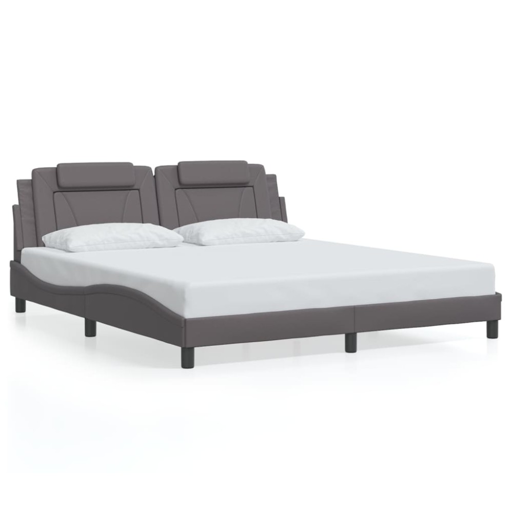vidaXL Cadru de pat cu tăblie, gri, 180x200 cm, piele ecologică