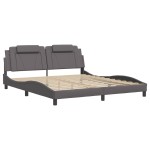 vidaXL Cadru de pat cu tăblie, gri, 180x200 cm, piele ecologică vidaXL Cadru de pat cu tăblie, gri, 180x200 cm, piele ecologică