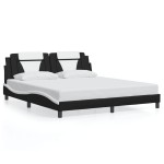 vidaXL Cadru de pat cu tăblie negru și alb 180x200cm piele artificială