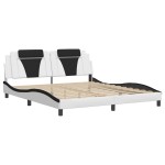 vidaXL Cadru de pat cu tăblie alb și negru 180x200cm piele artificială