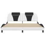 vidaXL Cadru de pat cu tăblie alb și negru 180x200cm piele artificială
