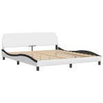 vidaXL Cadru de pat cu tăblie alb și negru 180x200cm piele artificială