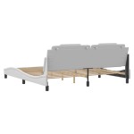 vidaXL Cadru de pat cu tăblie, alb, 200x200 cm, piele ecologică