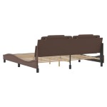 vidaXL Cadru de pat cu tăblie, maro, 200x200 cm, piele ecologică vidaXL Cadru de pat cu tăblie, maro, 200x200 cm, piele ecologică