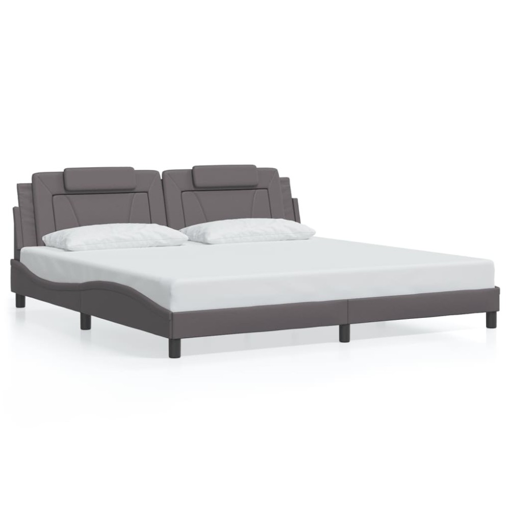 vidaXL Cadru de pat cu tăblie, gri, 200x200 cm, piele ecologică