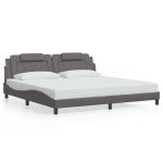 vidaXL Cadru de pat cu tăblie, gri, 200x200 cm, piele ecologică vidaXL Cadru de pat cu tăblie, gri, 200x200 cm, piele ecologică