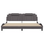 vidaXL Cadru de pat cu tăblie, gri, 200x200 cm, piele ecologică vidaXL Cadru de pat cu tăblie, gri, 200x200 cm, piele ecologică
