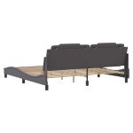 vidaXL Cadru de pat cu tăblie, gri, 200x200 cm, piele ecologică vidaXL Cadru de pat cu tăblie, gri, 200x200 cm, piele ecologică