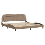 vidaXL Cadru de pat cu tăblie, cappuccino, 200x200 cm, piele ecologică vidaXL Cadru de pat cu tăblie, cappuccino, 200x200 cm, piele ecologică