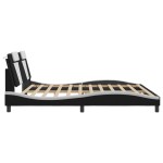 vidaXL Cadru de pat cu tăblie negru și alb 200x200cm piele artificială