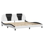 vidaXL Cadru de pat cu tăblie alb și negru 200x200cm piele artificială