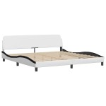vidaXL Cadru de pat cu tăblie alb și negru 200x200cm piele artificială