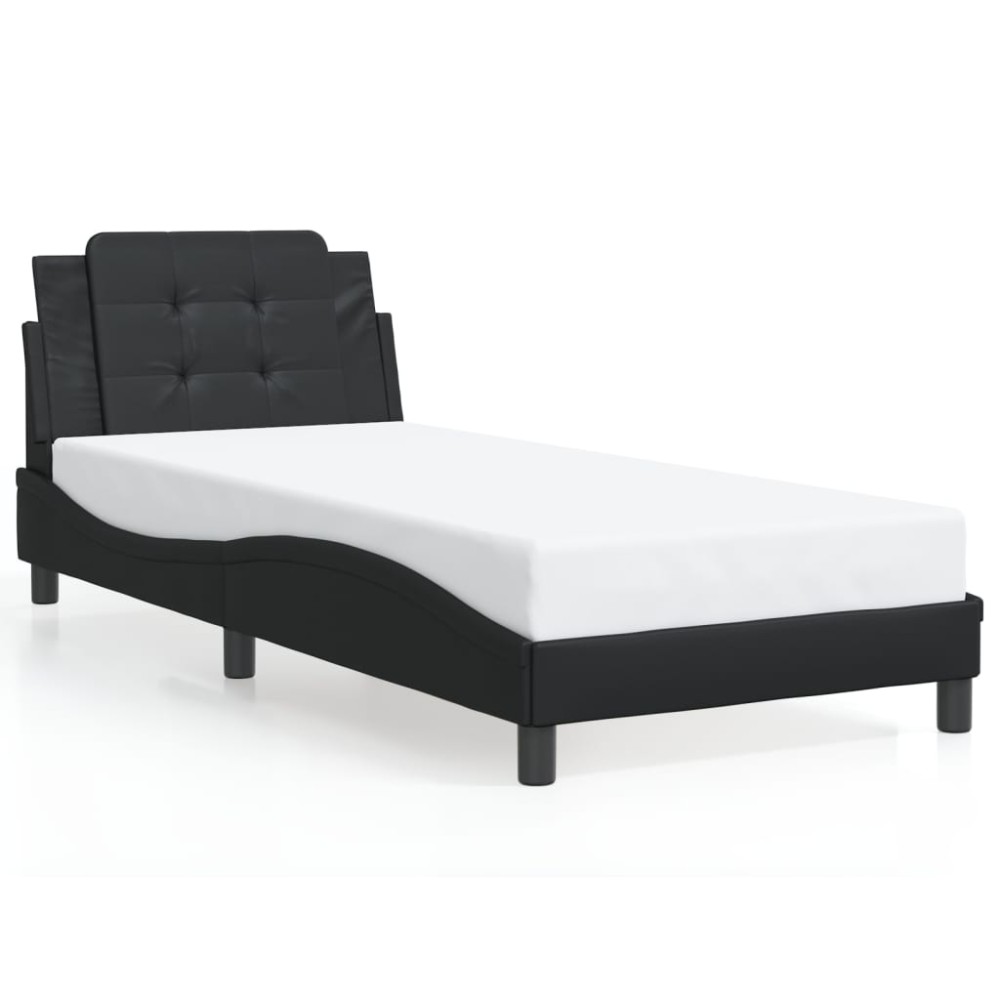 vidaXL Cadru de pat cu tăblie, negru, 80x200 cm, piele ecologică