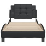 vidaXL Cadru de pat cu tăblie, negru, 80x200 cm, piele ecologică vidaXL Cadru de pat cu tăblie, negru, 80x200 cm, piele ecologică