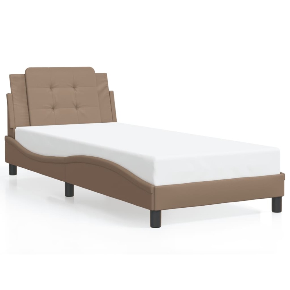 vidaXL Cadru de pat cu tăblie, cappuccino, 80x200 cm, piele ecologică