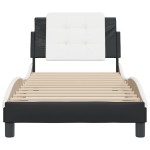 vidaXL Cadru de pat cu tăblie negru și alb 90x190 cm piele artificială