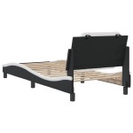 vidaXL Cadru de pat cu tăblie negru și alb 90x190 cm piele artificială