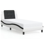 vidaXL Cadru de pat cu tăblie alb și negru 90x190 cm piele artificială