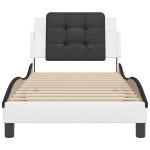 vidaXL Cadru de pat cu tăblie alb și negru 90x190 cm piele artificială