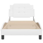 vidaXL Cadru de pat cu tăblie, alb, 90x200 cm, piele ecologică vidaXL Cadru de pat cu tăblie, alb, 90x200 cm, piele ecologică