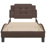 vidaXL Cadru de pat cu tăblie, maro, 90x200 cm, piele ecologică vidaXL Cadru de pat cu tăblie, maro, 90x200 cm, piele ecologică