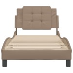 vidaXL Cadru de pat cu tăblie, cappuccino, 90x200 cm, piele ecologică vidaXL Cadru de pat cu tăblie, cappuccino, 90x200 cm, piele ecologică