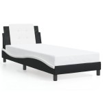 vidaXL Cadru de pat cu tăblie, negru și alb, 90x200 cm piele ecologică vidaXL Cadru de pat cu tăblie, negru și alb, 90x200 cm piele ecologică