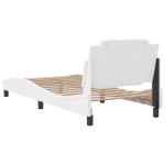 vidaXL Cadru de pat cu tăblie, alb, 100x200 cm, piele ecologică vidaXL Cadru de pat cu tăblie, alb, 100x200 cm, piele ecologică