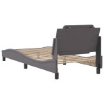 vidaXL Cadru de pat cu tăblie, gri, 100x200 cm, piele ecologică vidaXL Cadru de pat cu tăblie, gri, 100x200 cm, piele ecologică