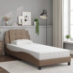 vidaXL Cadru de pat cu tăblie, cappuccino, 100x200 cm, piele ecologică vidaXL Cadru de pat cu tăblie, cappuccino, 100x200 cm, piele ecologică