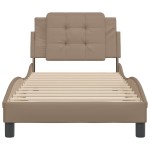 vidaXL Cadru de pat cu tăblie, cappuccino, 100x200 cm, piele ecologică vidaXL Cadru de pat cu tăblie, cappuccino, 100x200 cm, piele ecologică