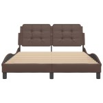 vidaXL Cadru de pat cu tăblie, maro, 120x200 cm, piele ecologică vidaXL Cadru de pat cu tăblie, maro, 120x200 cm, piele ecologică
