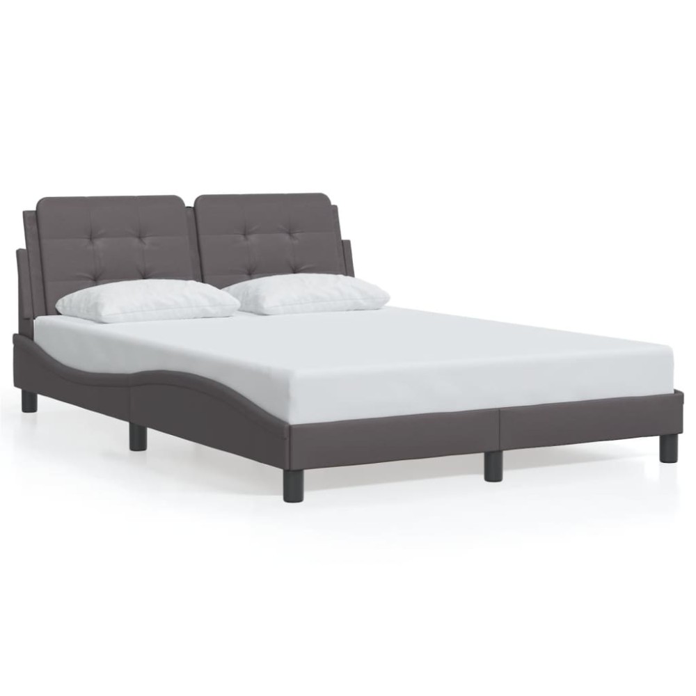vidaXL Cadru de pat cu tăblie, gri, 120x200 cm, piele ecologică