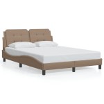 vidaXL Cadru de pat cu tăblie, cappuccino, 120x200 cm, piele ecologică vidaXL Cadru de pat cu tăblie, cappuccino, 120x200 cm, piele ecologică