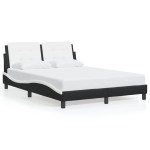vidaXL Cadru de pat cu tăblie, negru/alb, 120x200 cm, piele ecologică vidaXL Cadru de pat cu tăblie, negru/alb, 120x200 cm, piele ecologică