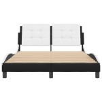 vidaXL Cadru de pat cu tăblie, negru/alb, 120x200 cm, piele ecologică vidaXL Cadru de pat cu tăblie, negru/alb, 120x200 cm, piele ecologică