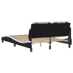 vidaXL Cadru de pat cu tăblie, negru/alb, 120x200 cm, piele ecologică vidaXL Cadru de pat cu tăblie, negru/alb, 120x200 cm, piele ecologică