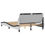 vidaXL Cadru de pat cu tăblie, alb/negru, 120x200 cm, piele ecologică vidaXL Cadru de pat cu tăblie, alb/negru, 120x200 cm, piele ecologică