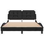vidaXL Cadru de pat cu tăblie, negru, 140x190 cm, piele ecologică vidaXL Cadru de pat cu tăblie, negru, 140x190 cm, piele ecologică