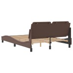 vidaXL Cadru de pat cu tăblie, maro, 140x190 cm, piele ecologică vidaXL Cadru de pat cu tăblie, maro, 140x190 cm, piele ecologică