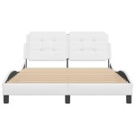 vidaXL Cadru de pat cu tăblie, alb, 140x200 cm, piele ecologică vidaXL Cadru de pat cu tăblie, alb, 140x200 cm, piele ecologică