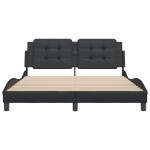 vidaXL Cadru de pat cu tăblie, negru, 160x200 cm, piele ecologică vidaXL Cadru de pat cu tăblie, negru, 160x200 cm, piele ecologică
