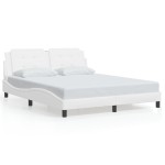vidaXL Cadru de pat cu tăblie, alb, 160x200 cm, piele ecologică vidaXL Cadru de pat cu tăblie, alb, 160x200 cm, piele ecologică